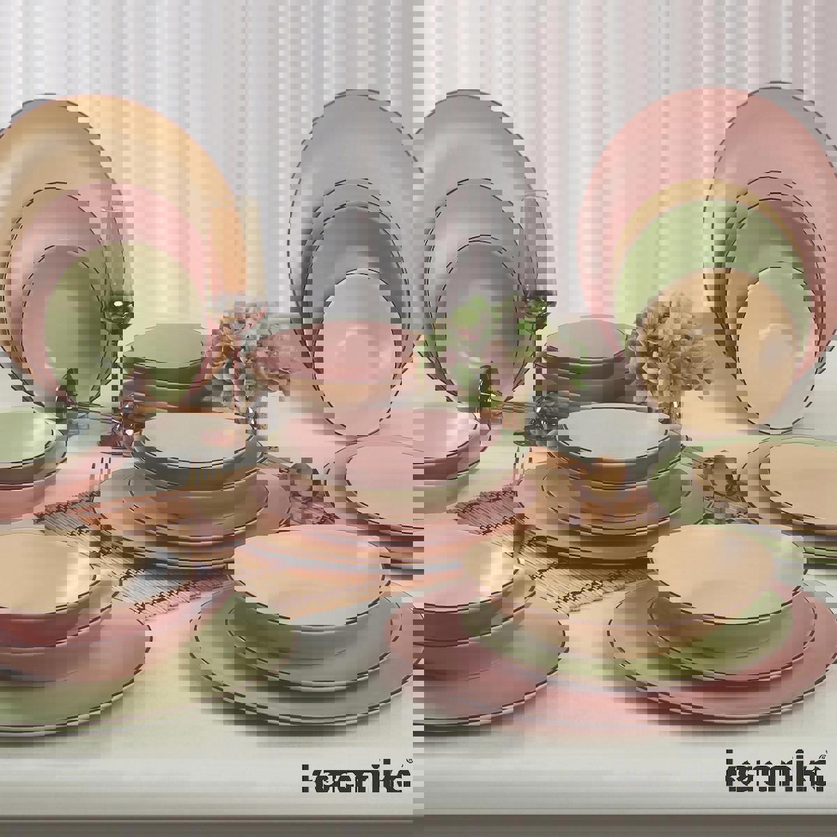 Keramika Stella 24 Parça 6 Kişilik Stoneware Yuvarlak Yemek Takımı