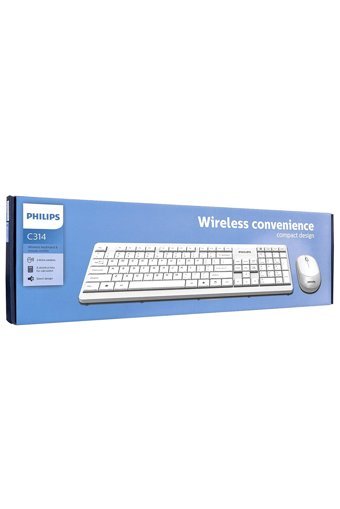 Philips Spt6314 C314 Sessiz Ergonomik Beyaz Kablosuz Klavye Mouse Seti