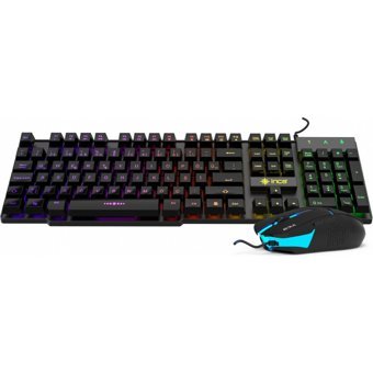 Inca IKG-448 Işıklı Ergonomik Siyah Kablolu Klavye Mouse Seti