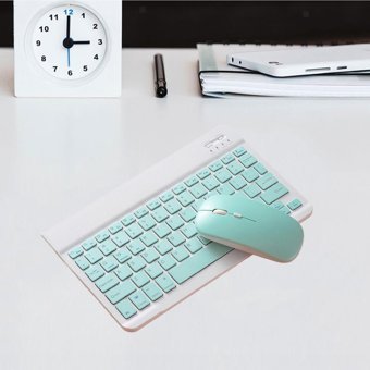 Samsung Galaxy Tab Sessiz Ergonomik Mavi Kablosuz Klavye Mouse Seti
