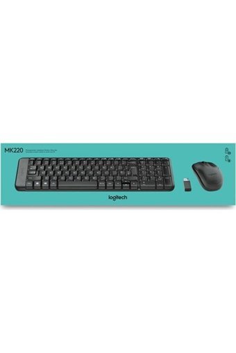 Logitech MK220 Sessiz Siyah Kablosuz Klavye Mouse Seti