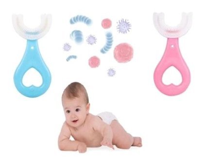 Alithestereo Yumuşak U Manuel Bebek Diş Fırçası Mavi-Pembe