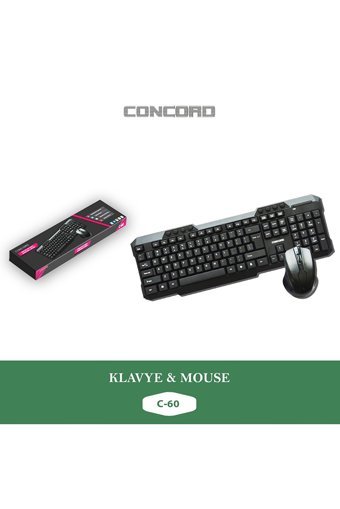 Concord C-60 Siyah Kablosuz Klavye Mouse Seti