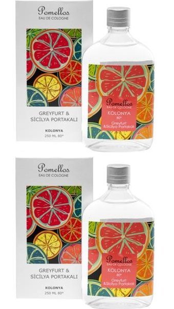 Pomellos Portakal Cam Şişe Kolonya 2x250 ml