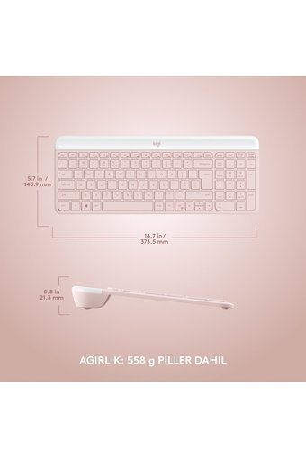 Logitech MK470 Sessiz Pembe Kablosuz Klavye Mouse Seti