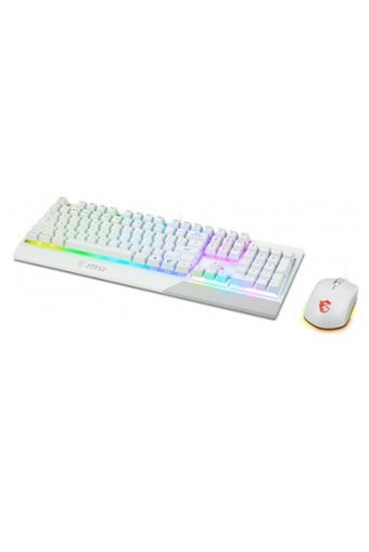 MSI Vigor GK30 Combo Işıklı Ergonomik Beyaz Kablolu Klavye Mouse Seti