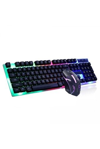 iMice KM-680 Işıklı Ergonomik Siyah Kablolu Klavye Mouse Seti
