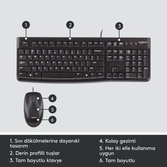 Logitech MK120 Siyah Kablolu Klavye Mouse Seti