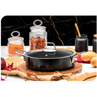 Evimsaray Zest Gusto 24 cm Granit Basık Tencere
