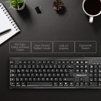 Polosmart PSK01-PSWM03 Siyah Kablolu Klavye Mouse Seti