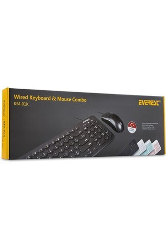 Everest KM-01K Beyaz Kablolu Klavye Mouse Seti