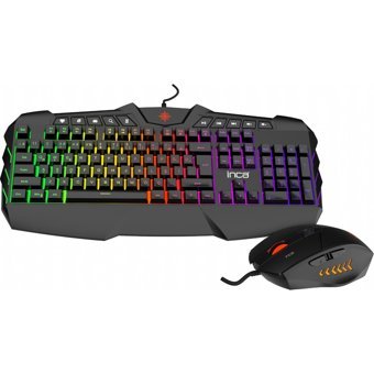 Inca Ruthless IKG-310 Işıklı Ergonomik Siyah Kablolu Klavye Mouse Seti