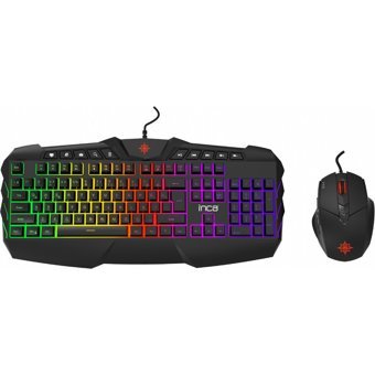 Inca Ruthless IKG-310 Işıklı Ergonomik Siyah Kablolu Klavye Mouse Seti