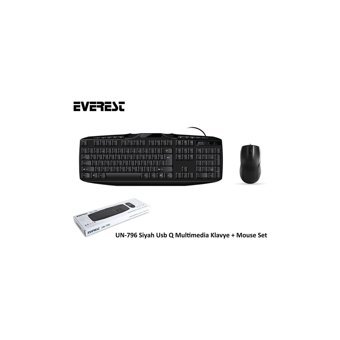 Everest UN-796 Siyah Kablolu Klavye Mouse Seti