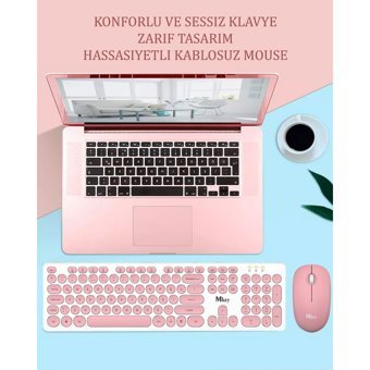 Mkey MK-110 Sessiz Ergonomik Pembe Kablosuz Klavye Mouse Seti