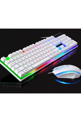 Ally G21 Işıklı Beyaz Kablolu Klavye Mouse Seti