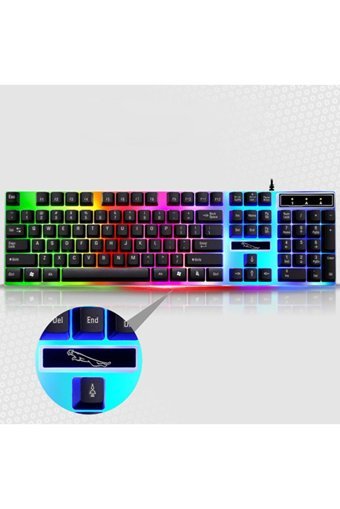 Ally G21 Işıklı Beyaz Kablolu Klavye Mouse Seti