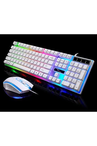 Ally G21 Işıklı Beyaz Kablolu Klavye Mouse Seti