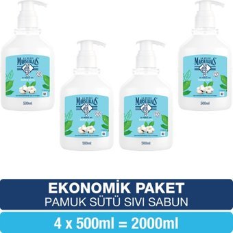 Le Petit Marseillais Nemlendirici Pamuk Sütü Sıvı Sabun 4x500 ml
