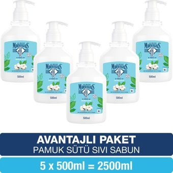 Le Petit Marseillais Nemlendirici Pamuk Sütü Sıvı Sabun 5x500 ml