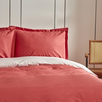 Karaca Home Cool Touch Stripe Çift Kişilik Nevresim Takımı Kırmızı