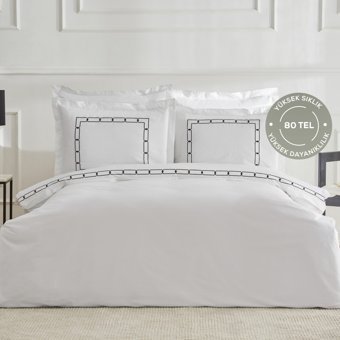 Karaca Home White Collection Diane Çift Kişilik Nakışlı Percale Nevresim Takımı Beyaz