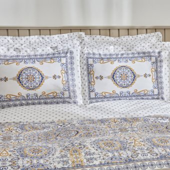Karaca Home Aprika %100 Pamuk Çift Kişilik Nevresim Takımı Mavi