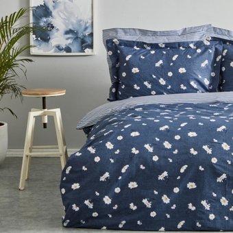 Karaca Home Daisy %100 Pamuk Çift Kişilik Nevresim Takımı İndigo (PP)