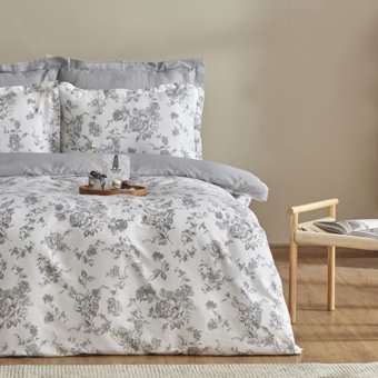 Karaca Home Cara %100 Pamuk Saten Çift Kişilik Nevresim Takımı Koku Hediyeli Gri