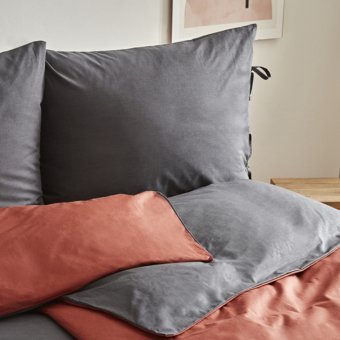 Karaca Home Family Size Basic Çift Kişilik Nevresim Takımı Antrasit-Terracota
