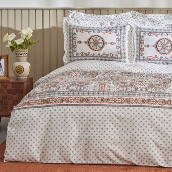Karaca Home Aprika %100 Pamuk Çift Kişilik Nevresim Takımı Kiremit