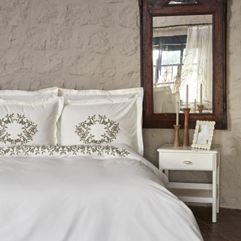 Karaca Home Casandra %100 Pamuk Çift Kişilik Nakışlı Nevresim Takımı Ekru
