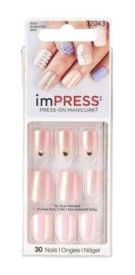 Impress Broadway Parlak 30'lu Kare Lila - Pembe Takma Tırnak