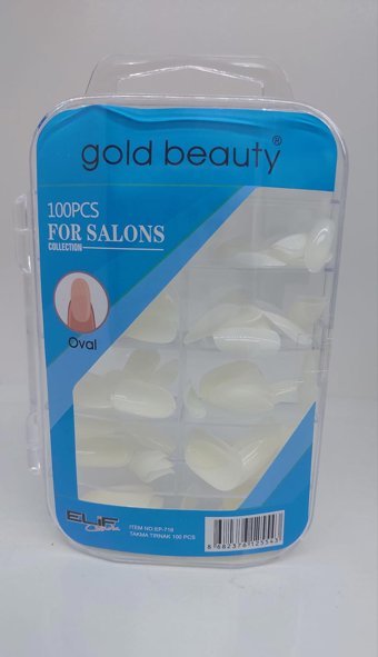 Gold Beauty Parlak 100'lü Badem Beyaz Takma Tırnak
