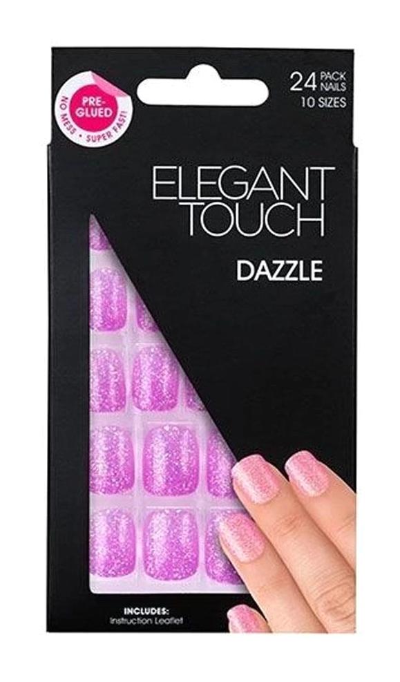 Elegant Touch Simli 24'lü Kare Lila Takma Tırnak