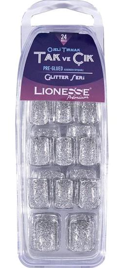 Lionesse 4431 Simli 24'lü Oval Gri Takma Tırnak