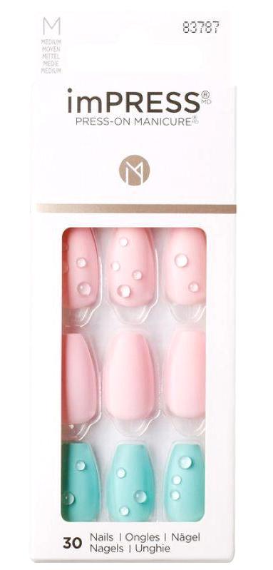 Impress Naturel 30'lu Oval Mavi - Pembe Takma Tırnak