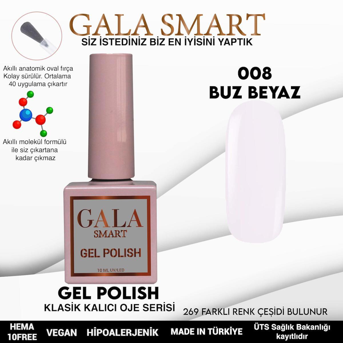 Gala Smart 08 Buz Beyaz Parlak Kalıcı Oje