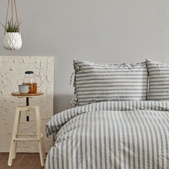 Karaca Home Denim Striped Tek Kişilik Nevresim Takımı
