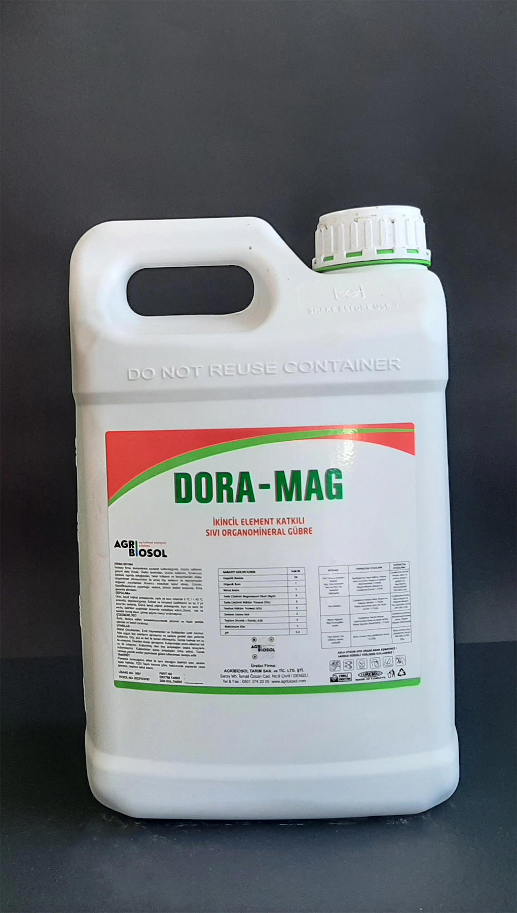 Agribiosol Magnezyum Organomineral Gübre Sentetik Toprak-Yaprak Sıvı Gübre 10 kg
