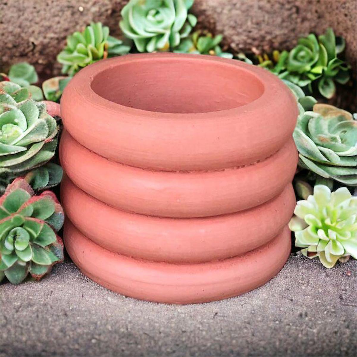 Cococraft Beton Yuvarlak Kaktüs Saksı Renkli 3'lü