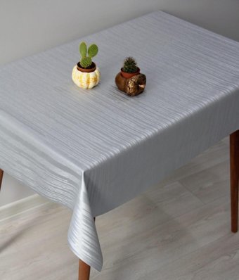 Dede Ev Tekstil PVC 115 x 140 cm Dertsiz Dikdörtgen Masa Örtüsü Gri