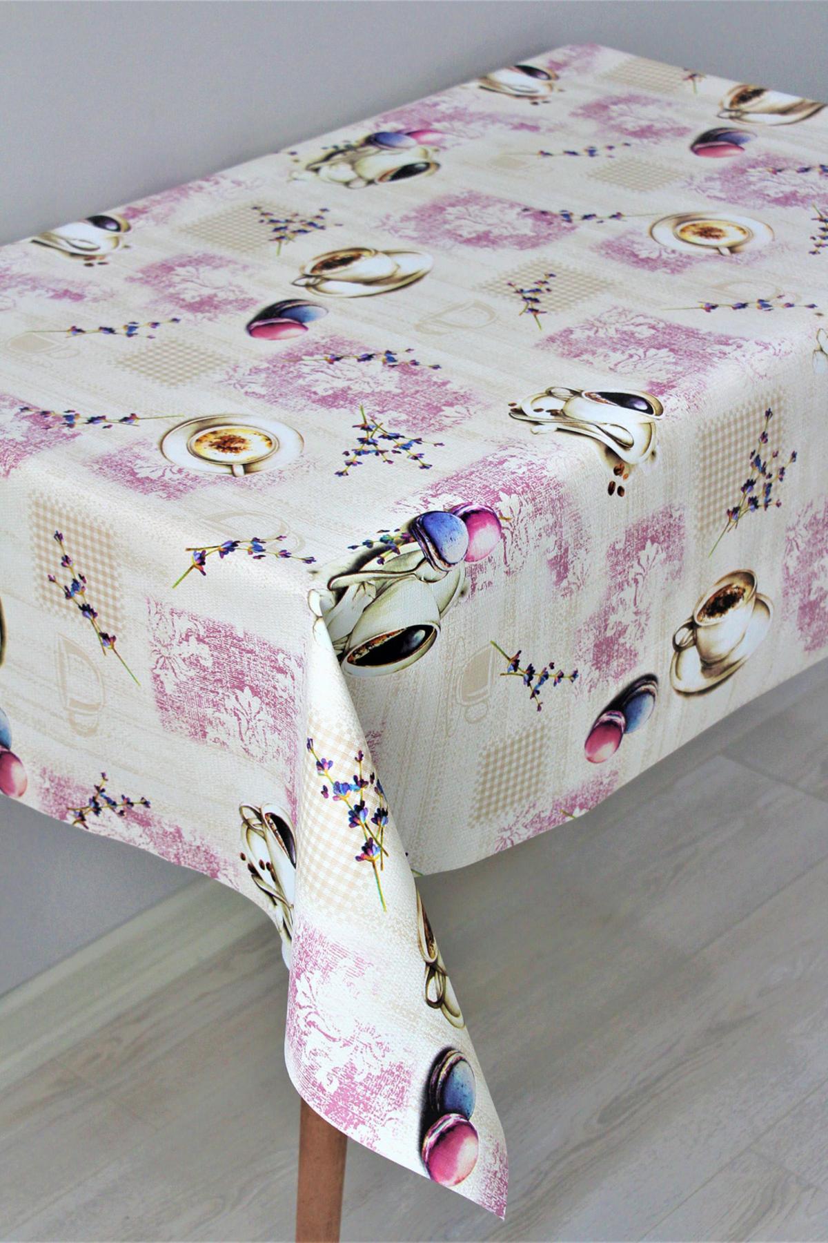 Dede Ev Tekstil PVC 140 x 180 cm Dikdörtgen Masa Örtüsü Pembe