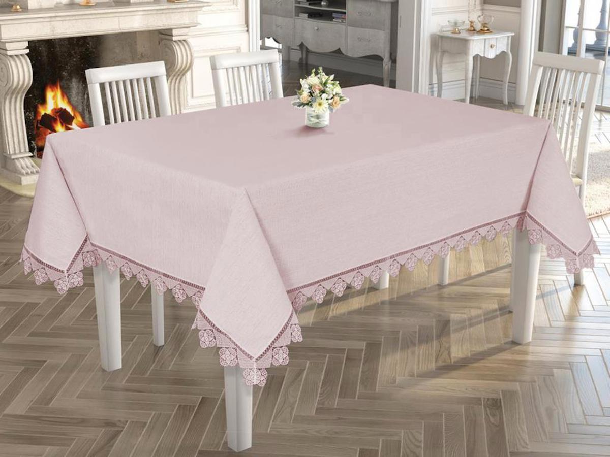 Çeyiz Diyarı Keten 160 x 240 cm Dertsiz Dikdörtgen Masa Örtüsü Pudra