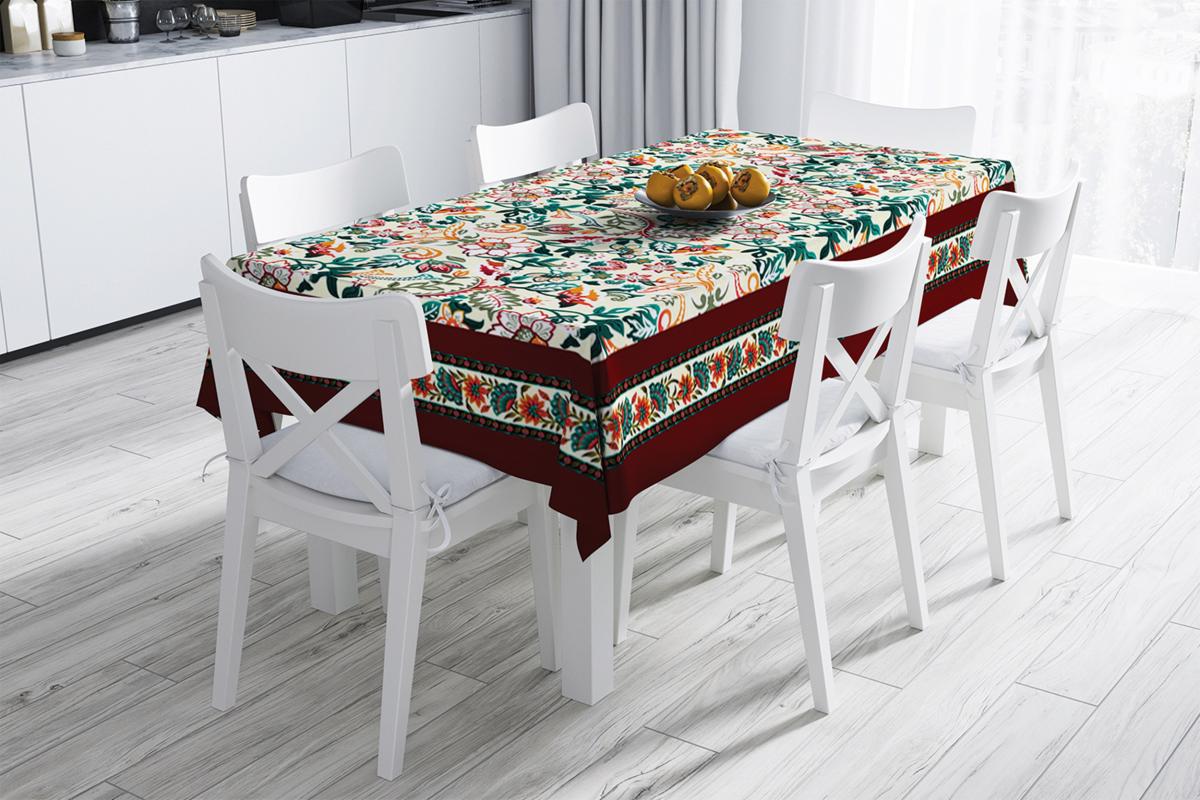 Adawal Keten 160 x 220 cm Dikdörtgen Masa Örtüsü Bordo