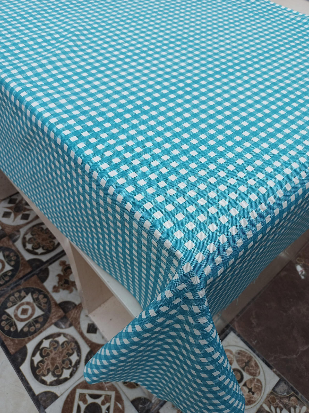 Ateşler Manifatura Pamuk-Polyester 160 x 220 cm Dertsiz Dikdörtgen Masa Örtüsü Turkuaz