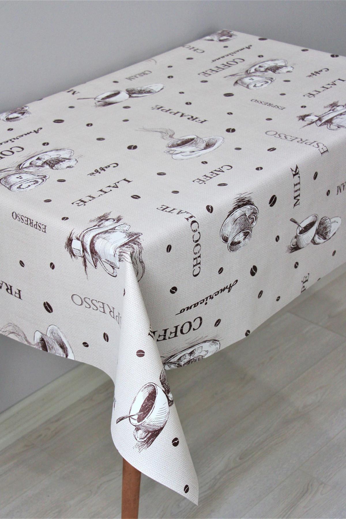 Dede Ev Tekstil PVC 140 x 220 cm Dertsiz Dikdörtgen Masa Örtüsü Ekru