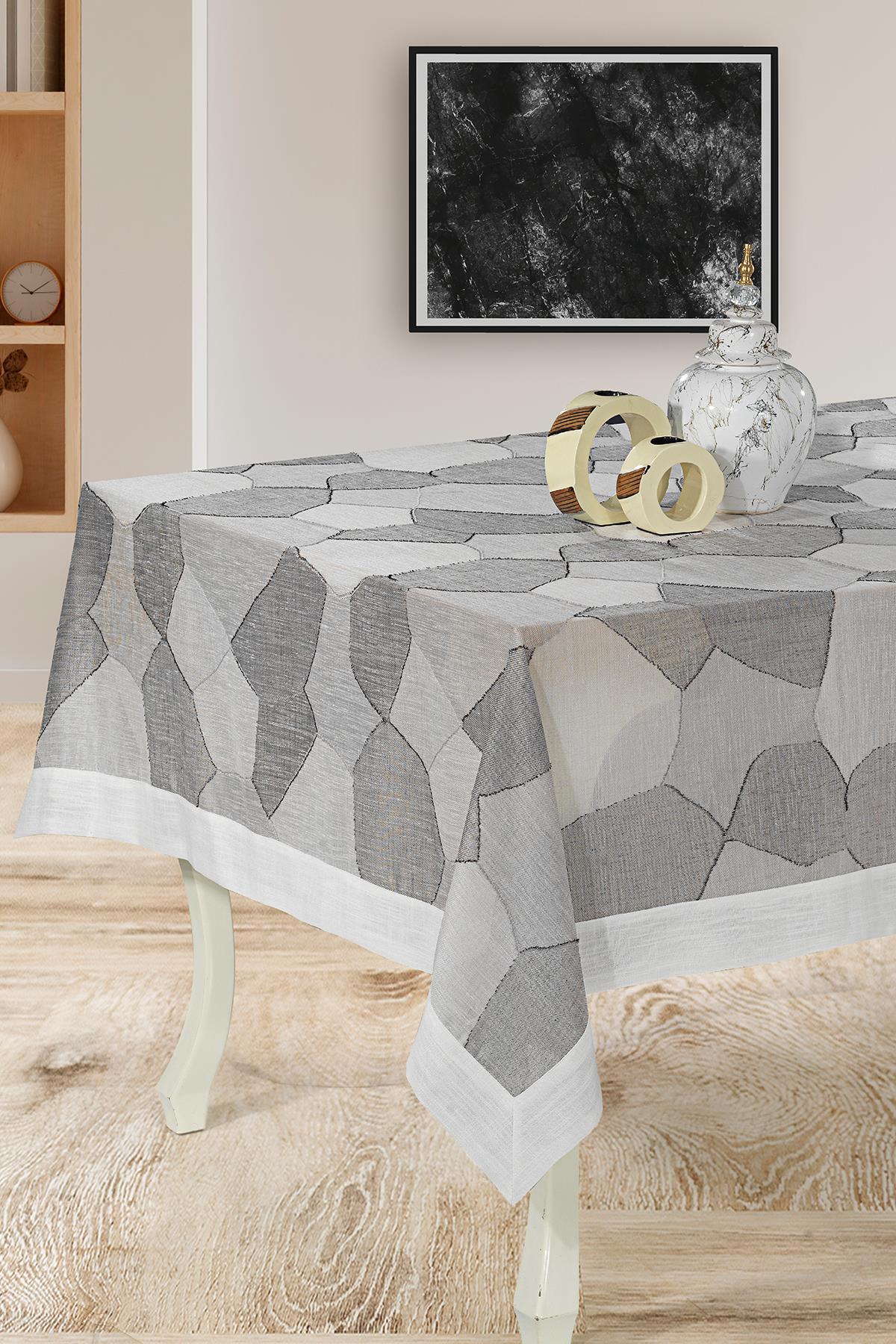 Evlen Home Polyester 160 x 220 cm Dertsiz Dikdörtgen Masa Örtüsü Gri