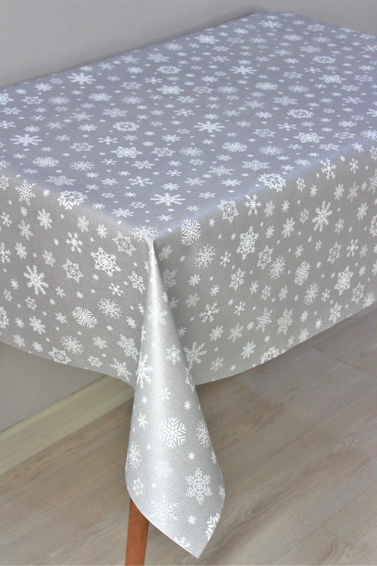 Dede Ev Tekstil PVC 140 x 220 cm Dertsiz Dikdörtgen Masa Örtüsü Gri