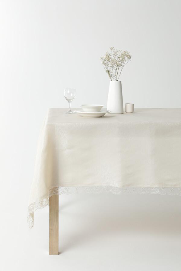 Favora Polyester 160 x 220 cm Dertsiz Dikdörtgen Masa Örtüsü Vizon